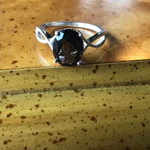 Natural Smoky Quartz Sterling Silver Infinity Ring Size 7 - Picture 9 of 9